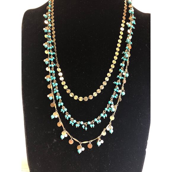 CHLOE + ISABEL turquoise drop multi-layer necklace - N085 - Picture 1 of 5